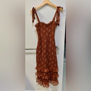 Abercrombie & Fitch Tie-Strap Smocked Midi Dress Size XS